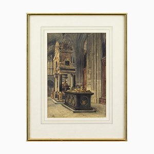 Tumba de María Reina de Escocia del siglo XIX, Abadía de Westminster, Londres, década de 1800, Acuarela