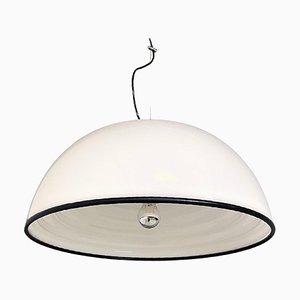 Italian Modern White and Black Acrylic Glass Ceiling Light from Guzzini, 1970s