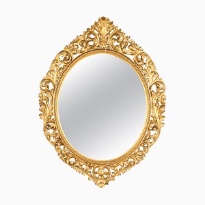 Antique Oval Florentine Giltwood Mirror, 19th Century