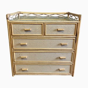Vintage Cane and Bamboo Chest of Drawers