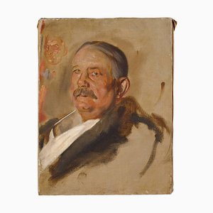 Franz von Lenbach, Man's Portrait, Oil on Board