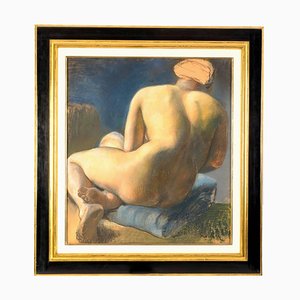 Victor Lorein, Nude, 1920s, Chalk on Cardboard, Framed