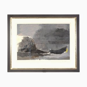 Georges Braque, Barcos en las rocas, años 50, Litografía