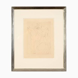 Salvador Dali, Le Cheval de Picasso de Les Amours de Cassandre, Grabado original, años 60, enmarcado