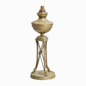 Lámpara de mesa de aceite antigua, de finales del siglo XIX