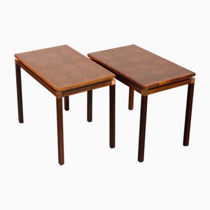 Danish Side Tables in Rosewood and Copper, 1970s, Set of 2