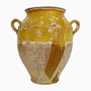 Large Pot with Vernée Yellow Confit, Southwest of France, 19th Century