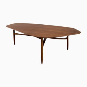 Large Kidney-Shaped Coffee Table in Walnut, 1950s