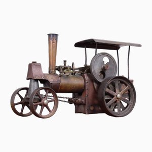 Industrial Revolution Style Brass Steam Engine Tractor, 1970s
