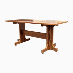 Mesa de comedor Fratino italiana de madera y latón, años 50