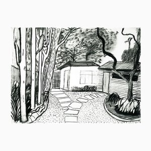 David Hockney, Guest House Front Garden II, 2000, Lithographie, Gerahmt