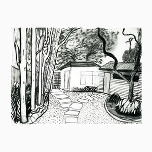 David Hockney, Guest House Front Garden II, 2000, Litografía, Enmarcado