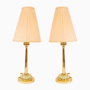 Art Deco Table Lamp with Fabric Shades, Vienna, 1920s, Set of 2