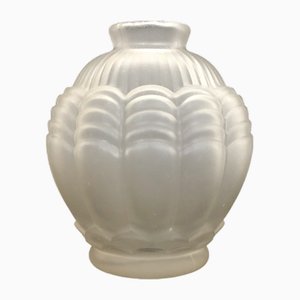 Art Deco Vase in Frosted Glass, France, 1930s
