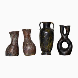 Brutalist Ceramic Vases by Nereo Boaretto, Italy, 1950s, Set of 4