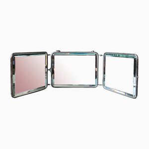 Antique Art Deco Three-Fold Barber Mirror with Beveled Glass, France, 1920s