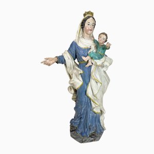 Virgen con el niño, década de 1800, roble