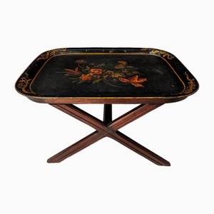 Tavolino con vassoio in lamiera dipinta Napoleone III