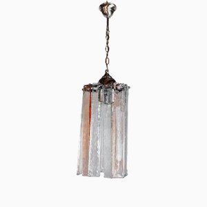 Poliarte Chandelier in Pink and Transparent Murano Glass attributed to Polished Albano, Italy, 1970s