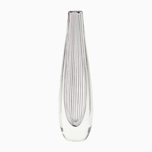 Large Mid-Century Scandinavian Striped Glass Vase by Vicke Lindstrand for Kosta, 1950s
