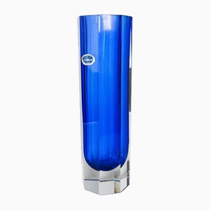 Blue Sommerso Vase in Faceted Glass attributed to Seguso, Murano, Italy, 1970s