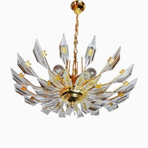 Chandelier Sun attributed to Oscar Torlasco for Stilkronen Cut Glass Triedri, Italy, 1970s