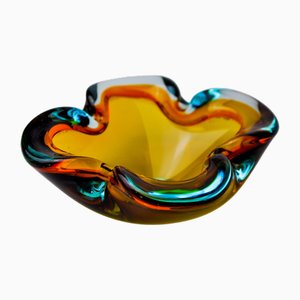 Multicolored Sommerso Ashtray Murano Glass attributed to Seguso, Italy, 1970s