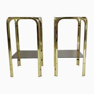 Glass and Metal Side Tables, 1970s, Set of 2