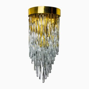Lámpara de pared en forma de cascada de varillas de cristal de Murano de Venini, Italia, años 70
