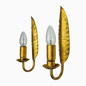 Leaf Sconces attributed to Ferro Arte, Spain, 1960s, Set of 2