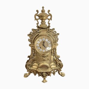 Horloge de Cheminée Victorienne en Laiton, 1880s