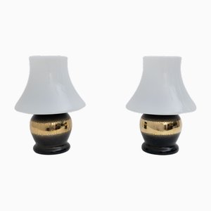 Mid-Century Modern Italian Murano Glass Mushroom Table Lamps, 1970s, Set of 2