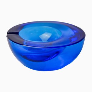 Blue Sommerso Ashtray in Murano Glass attributed to Seguso, Italy, 1970s