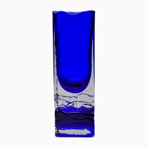 Sommerso Vase aus blauem Glas, Petr Hora zugeschrieben, Tschechische Republik, 1970er