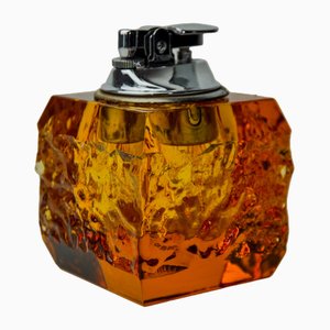 Orange Ice Cube Lighter in Murano Glass attributed to Antonio Imperatore, Italy, 1970s