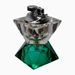 Faceted Lighter in Green and Transparent Murano Glass attributed to Seguso, Italy, 1970s