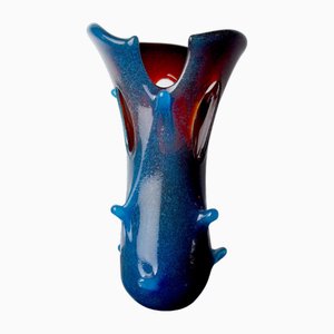 Sommerso Vase in Two-Tone Murano Glass attributed to Seguso, Italy, 1970s