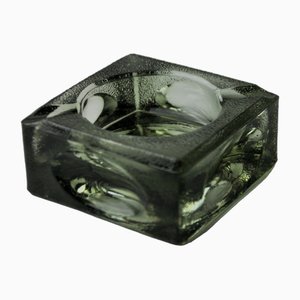 Black Ashtray in Frosted Murano Glass attributed to Antonio Imperatore, Italy, 1970s
