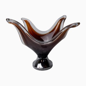 Sommerso Table Ashtray in Brown Murano Glass attributed to Seguso, Italy, 1970s