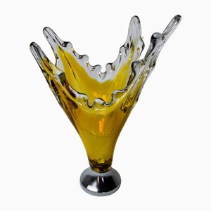 Sommerso Vase in Yellow Murano Glass attributed to Seguso, Italy, 1970s