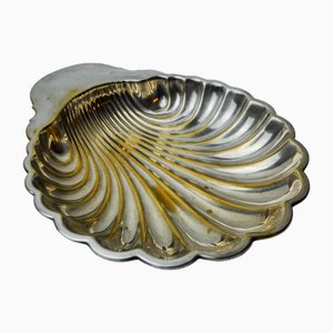 Vide-Poche Shell en Laiton & Plaqué Argent, Espagne, 1970s