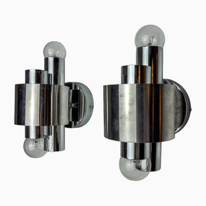 Sconces in Chromed Metal from Sciolari, Italy, 1970, Set of 2