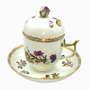 Early Meissen Chocolate Cup and Saucer, Set of 2