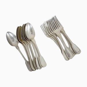 Cutlery Set in Silver Metal from Christofle, 1930s, Set of 18