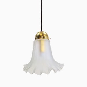 Vintage Glass & Brass Pendant Lamp from Peill & Putzler, Germany, 1960s