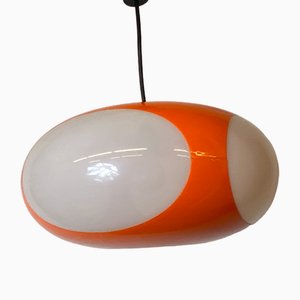Vintage Orange and White Space Age UFO Ceiling Lamp Pendant from Massive, Belgium, 1970s