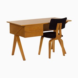 Birch Series Desk with Chair by Cees Braakman for Pastoe, 1952, Set of 2