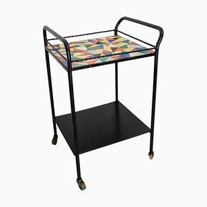 French Iron & Ceramic Table Trolley with Wheels, 1960