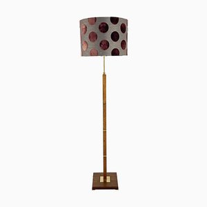 Brass & Wood Floor Lamp, Denmark, 1960s