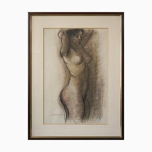 Life Study of Nude Lady, 1976, Graphite on Paper, Framed